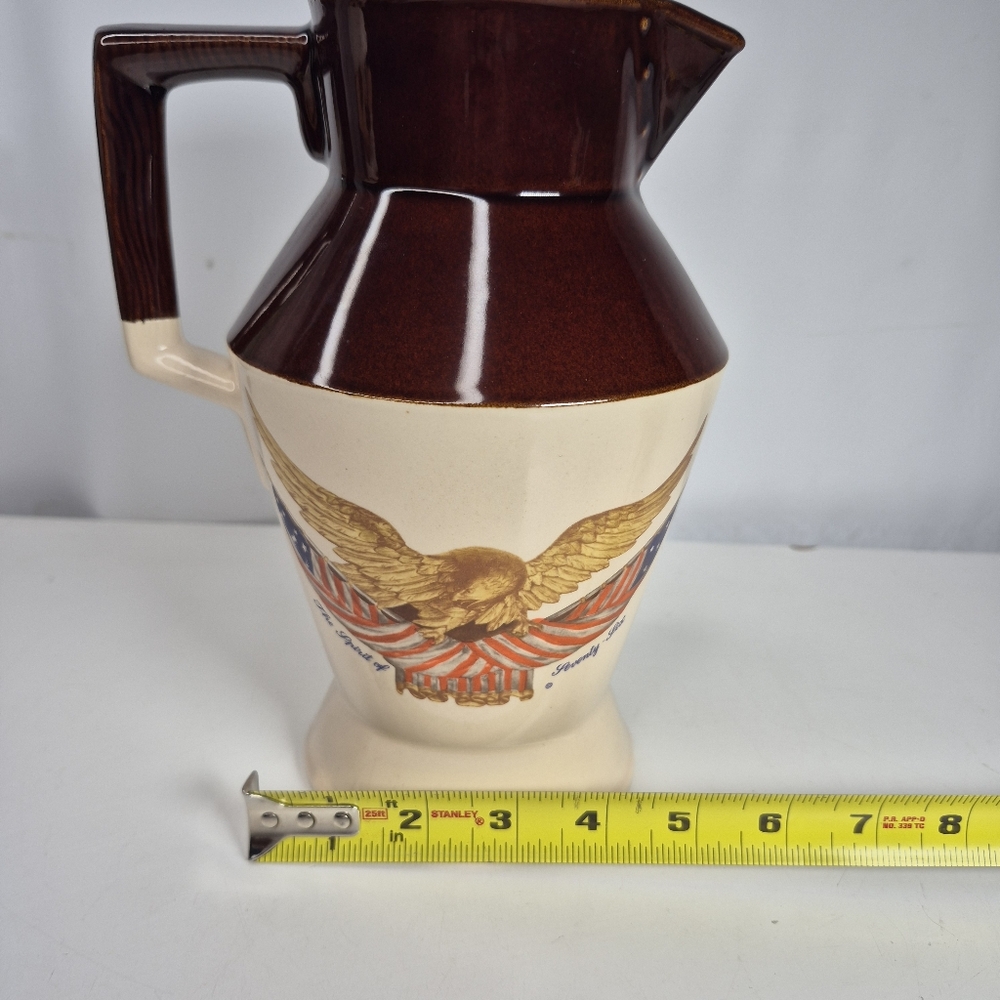 National Gallery of Art Carved Wooden Eagle Ceramic Pitcher. - Picture 7 of 14